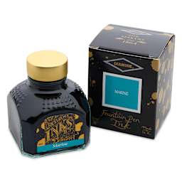 Diamine Fountain Pen Ink - Marine, 80 ml bottle and packaging