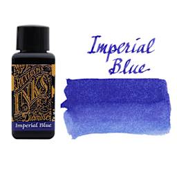 Diamine Fountain Pen Ink - Imperial Blue, 30 ml bottle with swatch
