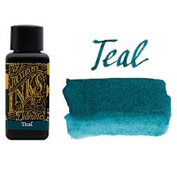 Diamine Fountain Pen Ink - Teal, 30 ml bottle with swatch