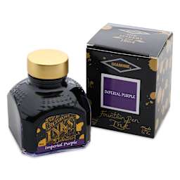 Diamine Fountain Pen Ink - Imperial Purple, 80 ml bottle and packaging