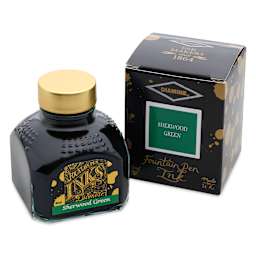Diamine Fountain Pen Ink - Sherwood Green, 80 ml bottle and packaging