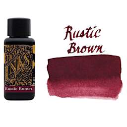 Diamine Fountain Pen Ink - Rustic Brown, 30 ml bottle with swatch