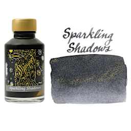 Diamine Shimmer Fountain Pen Ink - Sparkling Shadows, 50 ml bottle and swatch