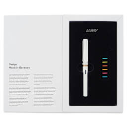 Lamy Safari Multi Ring Fountain Pen Set - White, Medium Nib, top view of cap