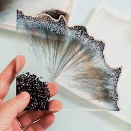 American Crafts Color Pour Agate Coaster Molds - Set of 2 (finished example with colored resin and glitter)