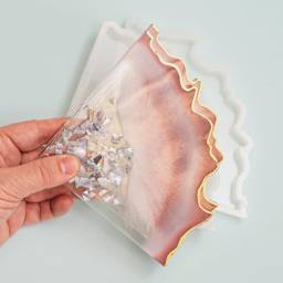 American Crafts Color Pour Agate Coaster Molds - Set of 2 (finished example that looks like a shell)