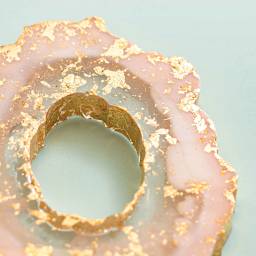 American Crafts Color Pour Geode Mold (example made with colored resin and gold leaf)