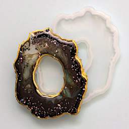 American Crafts Color Pour Geode Mold (two examples, one with glitter and colored resin and the other clear)