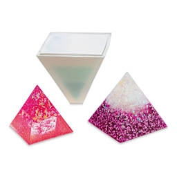 American Crafts Color Pour 3D Shape Silicone Molds (finished example and pyramid mold)