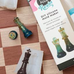 American Crafts Color Pour DIY Silicone Mold Maker Kit (kit, finished mold, and cast objects)