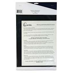 Worbla Black Art 2.0 Thermoplastic Sheet - Mini, 15-1/2" x 9-4/5" back of packaging