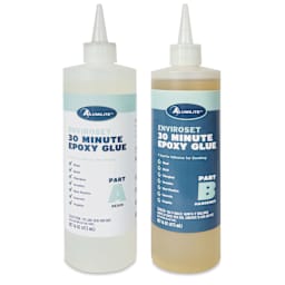 Alumilite Enviroset 30 Minute Epoxy Glue - 32 oz - front of bottles, with caps removed