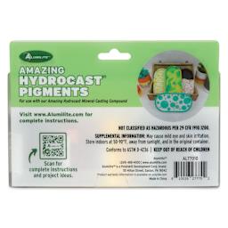 Alumilite Amazing Hydrocast Pigments Dye - Set of 5, Assorted Colors - back of packaging