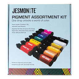 Front of package for Jesmonite AC100 Liquid Resin Pigments Set of 15