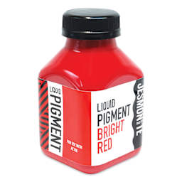 Angled view of Jesmonite AC100 Liquid Resin Pigment - Bright Red, 200 g