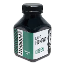 Angled view of Jesmonite AC100 Liquid Resin Pigment - Green, 200 g