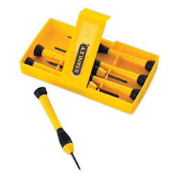 Stanley Jewelers Precision Screwdriver - Right angle of package open, with one screwdriver removed
