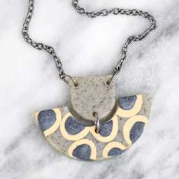 Sculpey Tools Jewelry Design Templates, finished necklace pendant made with drop and u-shape templates