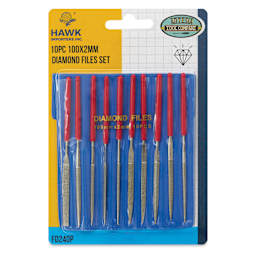 Hawk Diamond Files - Set of 10, Assorted Shapes, 100 mm front of packaging