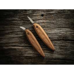 Flexcut Pro Series Slim Handle Precision Detail Knife Set - Set of 2, on wood surface