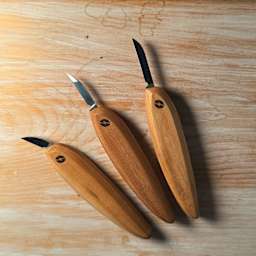 Flexcut Pro Series Knife Set - Set of 3, on wood surface