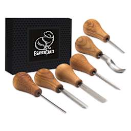 BeaverCraft Palm Carving Tool Set - Pkg of 6 contents with front of packaging