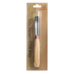 BeaverCraft Compact Short Bent Wood Carving Gouge - 3.15" Blade front of packaging