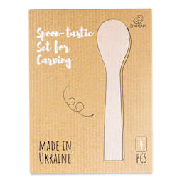 BeaverCraft Wooden Spoon Carving Blank Set - Set of 4, Cherry, Linden, Mulberry and European Walnut Wood front of packaging