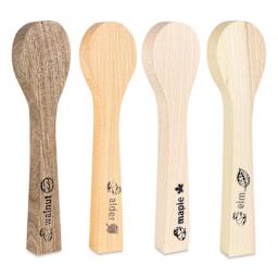 BeaverCraft Wooden Spoon Carving Blank Set - Set of 4, Birch, Maple, Alder, and Elm Wood with coinciding designs