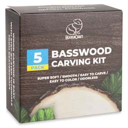 BeaverCraft Basswood Carving Block Set - Pkg of 5, Assorted Sizes front of packaging