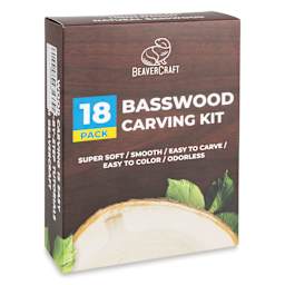 BeaverCraft Basswood Carving Block Set - Pkg of 18, Assorted Sizes front of packaging