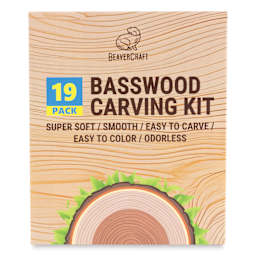 BeaverCraft Basswood Carving Block Set - Pkg of 19, Assorted Sizes front of packaging
