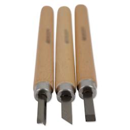 Westcott CarboTitanium Carving Tool Set - Pkg of 3 close up to show blades