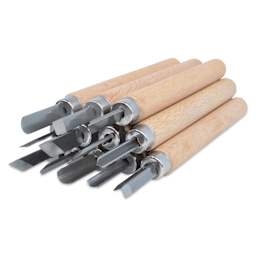Westcott CarboTitanium Carving Tool Set - Pkg of 12 close up to show blades