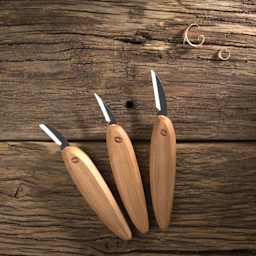 Flexcut Premium 3-Knife Starter Set splayed out on table