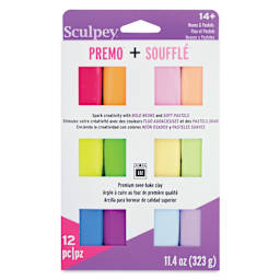 Sculpey Premo and Souffle Multipack - Neons and Pastels, Set of 12 front of packaging