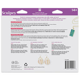 Sculpey Premo and Souffle Multipack - Metallic and Glitter Faux Suede, Set of 24 back of packaging