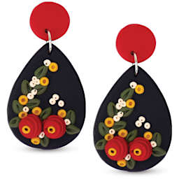 Sculpey Jewelry Ultimate DIY Kit finished black and red earrings
