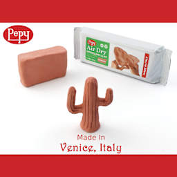 Pepy Air Dry Clay - Terracotta, 1.1 lb - Made in Venice, Italy and finished cactus example