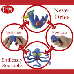 Pepy Plasticine Mineral Based Clay - 4 Color Bar, 1 lb - never dries