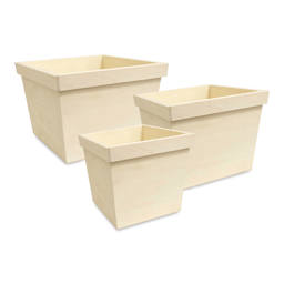 Craft Medley Wood Garden Pots - Set of 3, Squares (Assorted sizes)