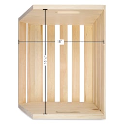 Good Wood by Leisure Arts Pine Crate - Unfinished, Open Front, displaying interior measurements