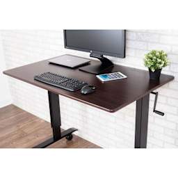 Luxor High Speed Crank Adjustable Stand Up Desk - Dark Walnut with Black Frame, 48" W - in office