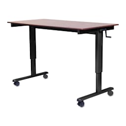 Luxor High Speed Crank Adjustable Stand Up Desk - Dark Walnut with Black Frame, 48" W - angled