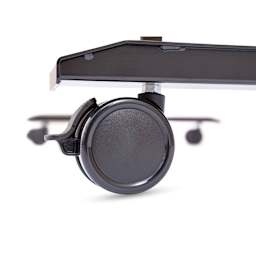 Luxor High Speed Crank Adjustable Stand Up Desk - Black Oak with Black Frame, 59" W - close-up of wheel