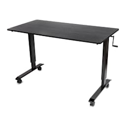 Luxor High Speed Crank Adjustable Stand Up Desk - Black Oak with Black Frame, 59" W - angled