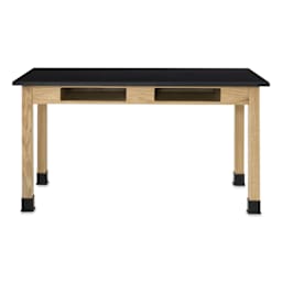 Compartment Lab Table, front view of the epoxy top table