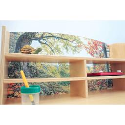 Whitney Brothers Nature View Writing Center, close up of the storage compartments 