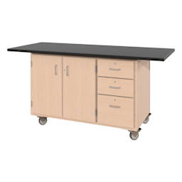 Hann Mobile Project Workcenter - Natural with Black Laminate Top 72" x 30"
