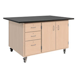 Hann Mobile Project Workcenter - Natural with Black Laminate Top 60" x 42", back